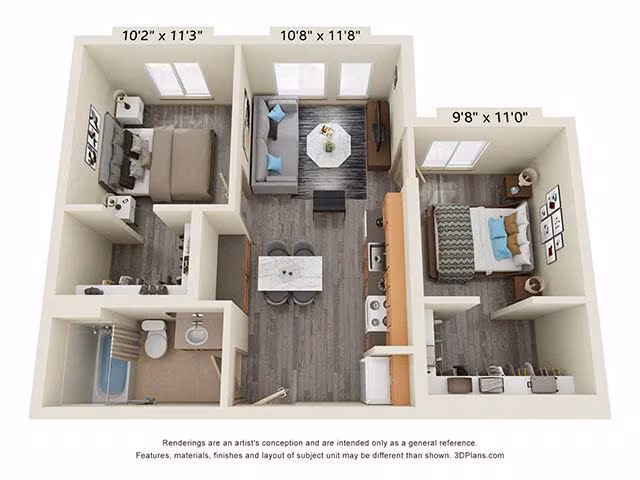 2 Bedroom 50 Percent AMI 622 floor plan